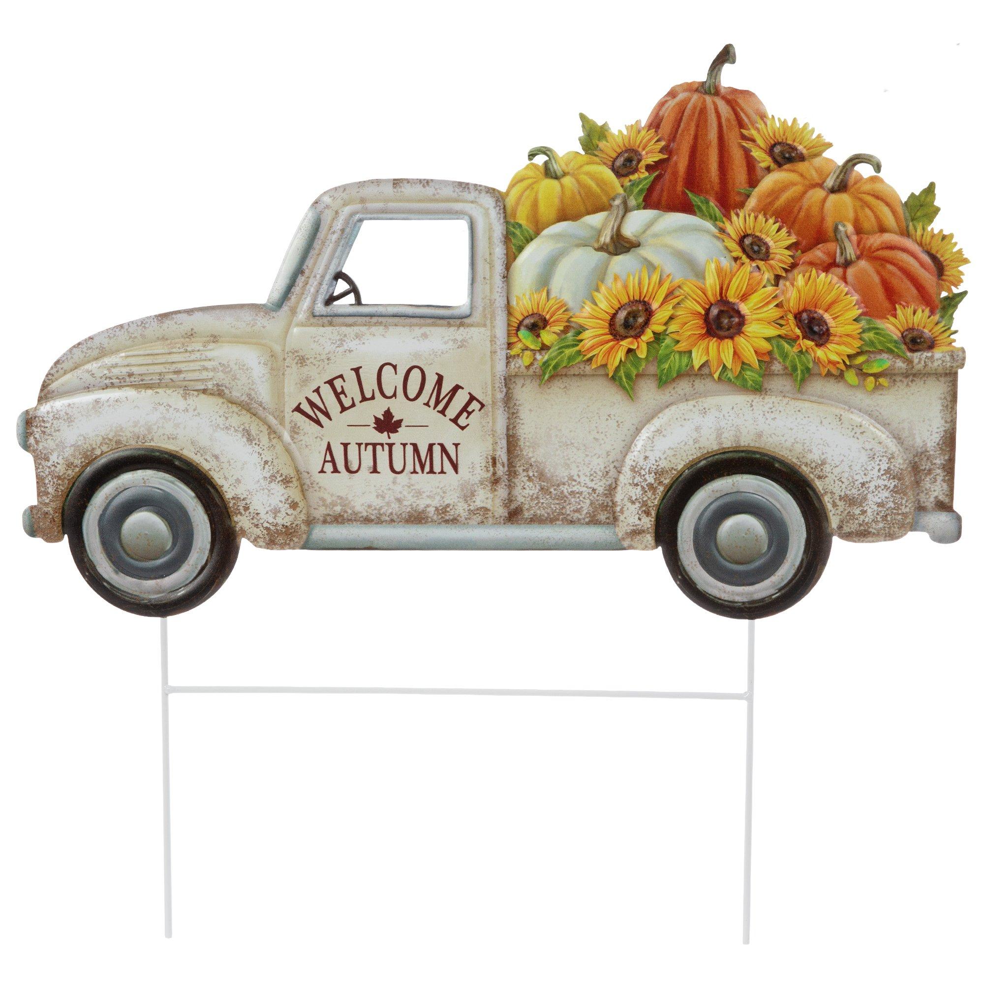 Welcome Autumn Truck Metal Garden Stake | Hobby Lobby | 6411706