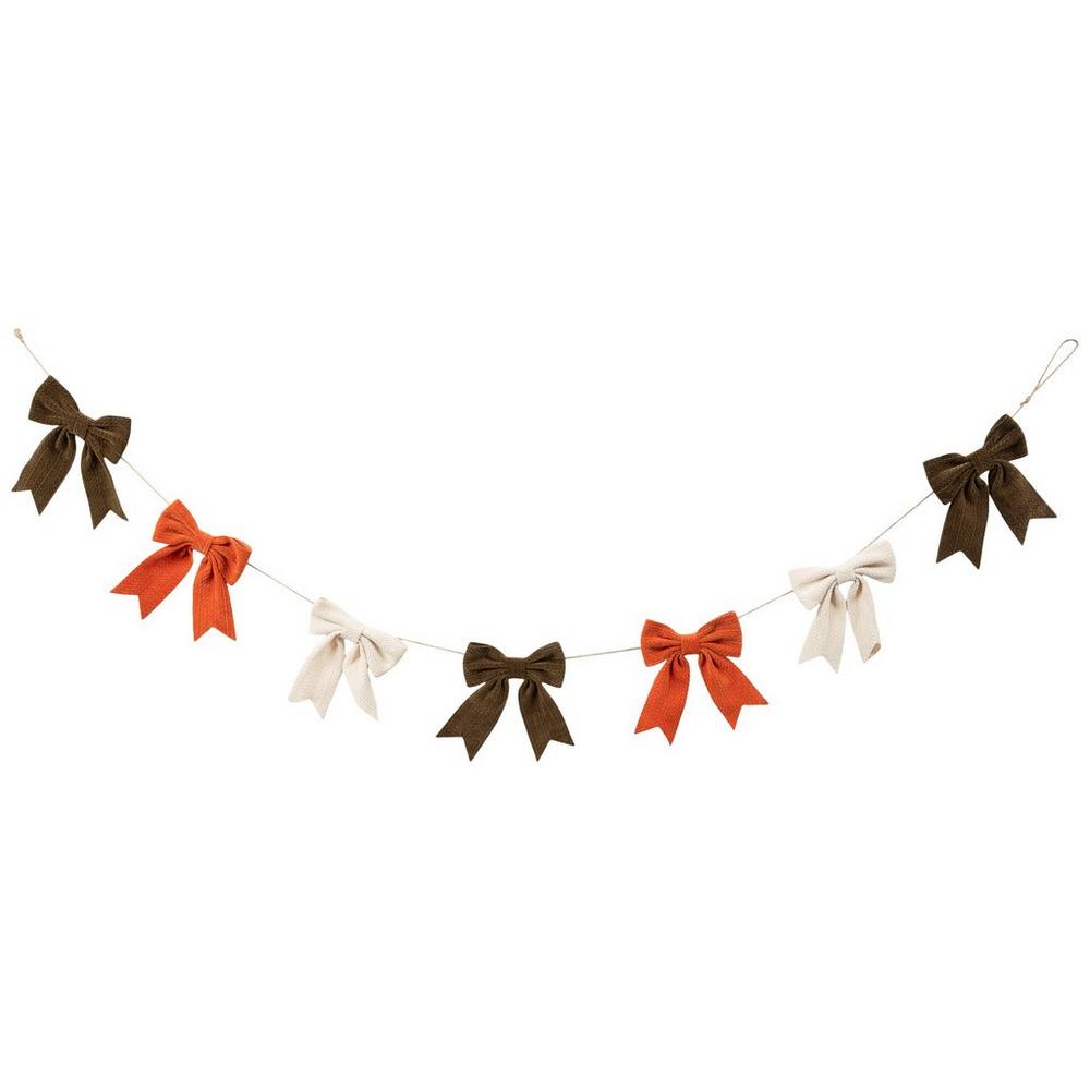 Orange, Brown Cream Bows Garland