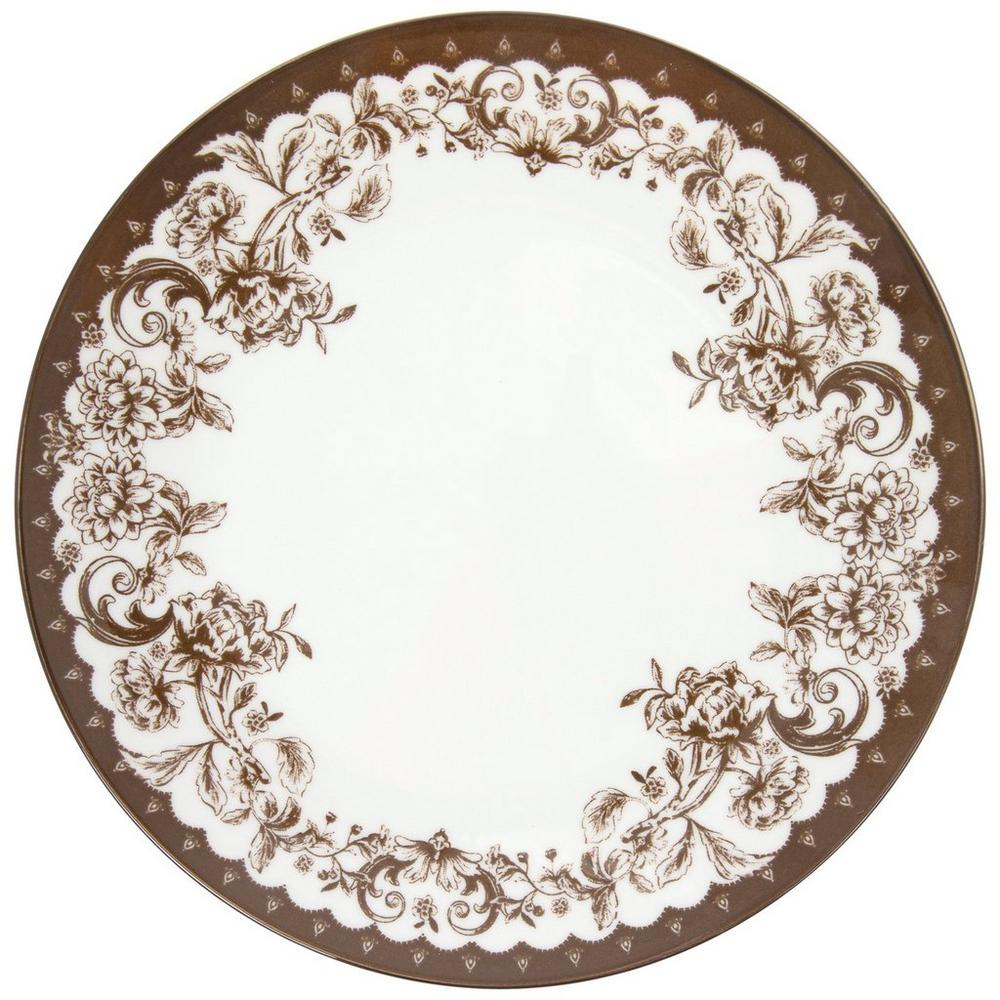 Brown Floral Toile Salad Plates