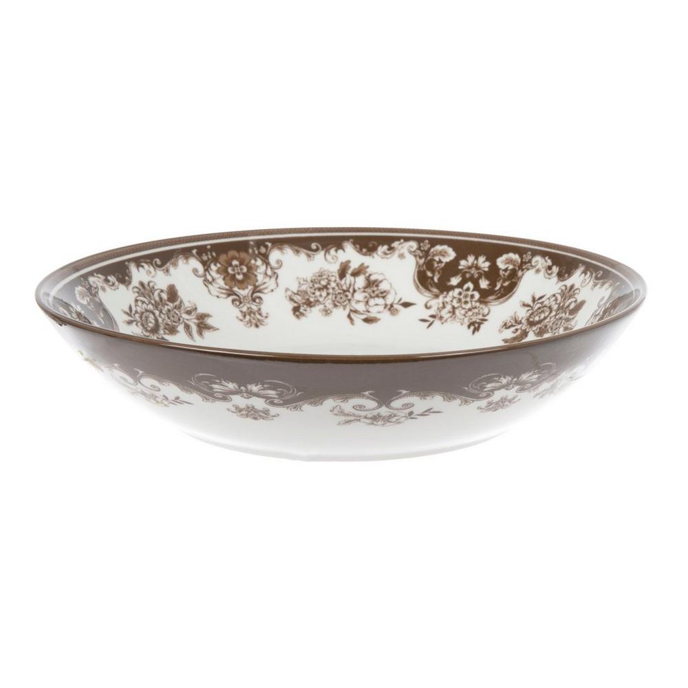 Brown Floral Toile Pasta Bowl