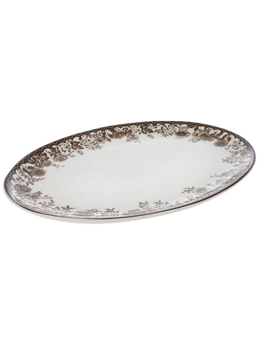 Brown Floral Toile Oval Ceramic Platter | Hobby Lobby | 6414726
