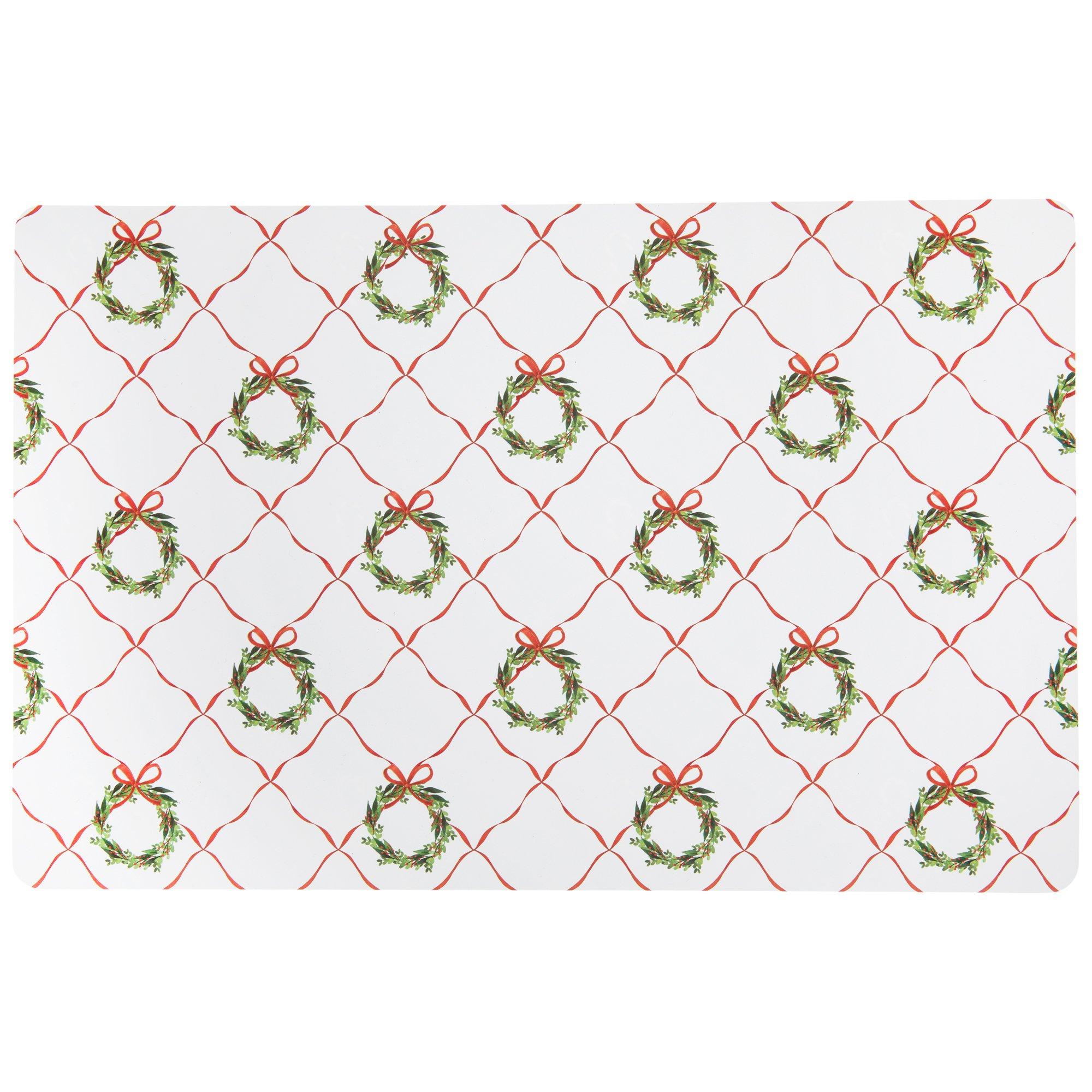 Reb Ribbon With Wreaths & Candy Canes Placemat | Hobby Lobby | 6419378