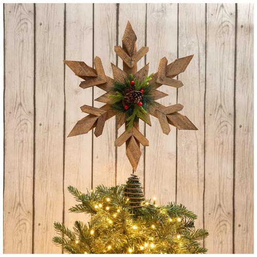 Rustic Wood Snowflake Tree Topper