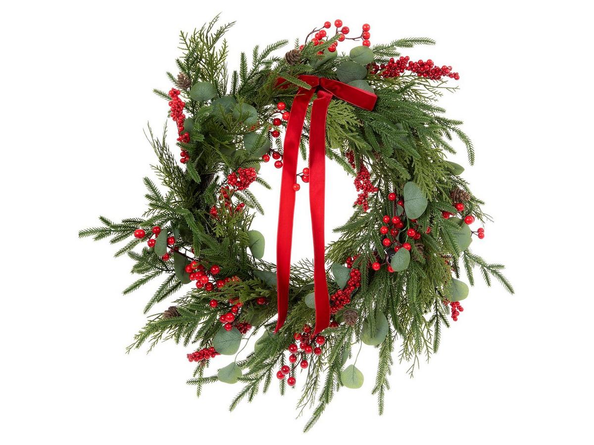 Norfolk Pine Wreath With Red Ribbon & Berries | Hobby Lobby | 6423149