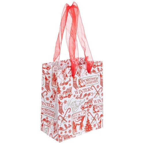 Red Vintage Icons Gift Bag  Small
