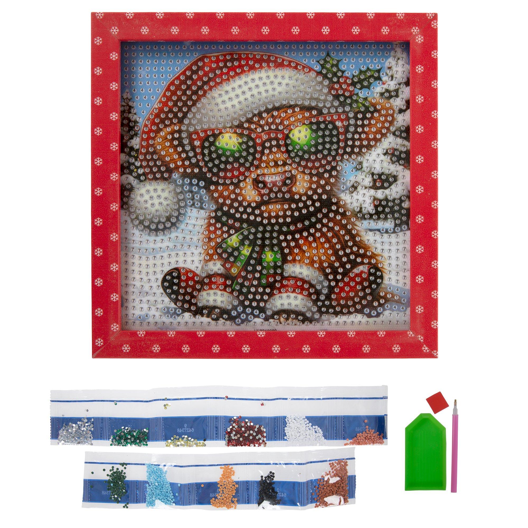 Santa Hat Highland Cow Framed Diamond Art Kit | Hobby Lobby | 6427348