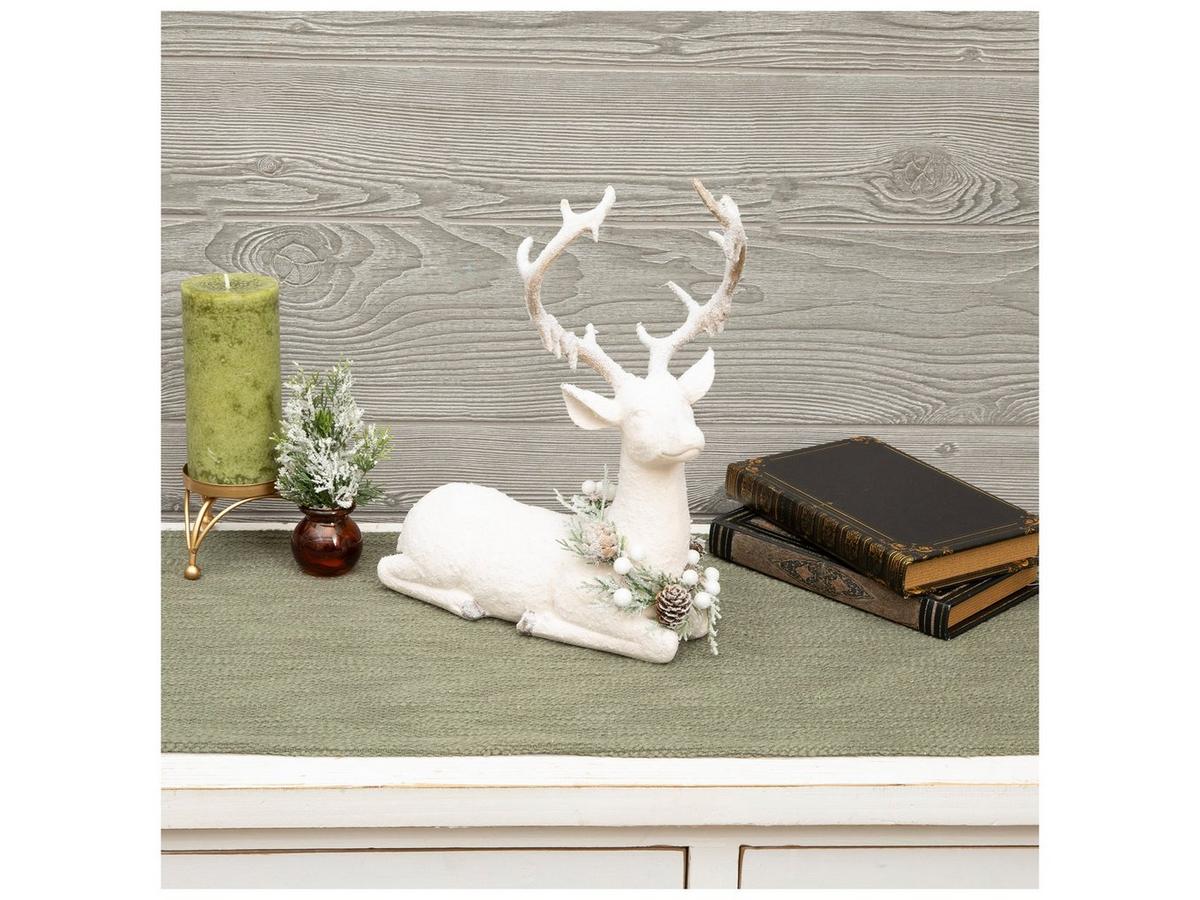 Flocked Reindeer With Pine Wreath Figurine | Hobby Lobby | 6431316