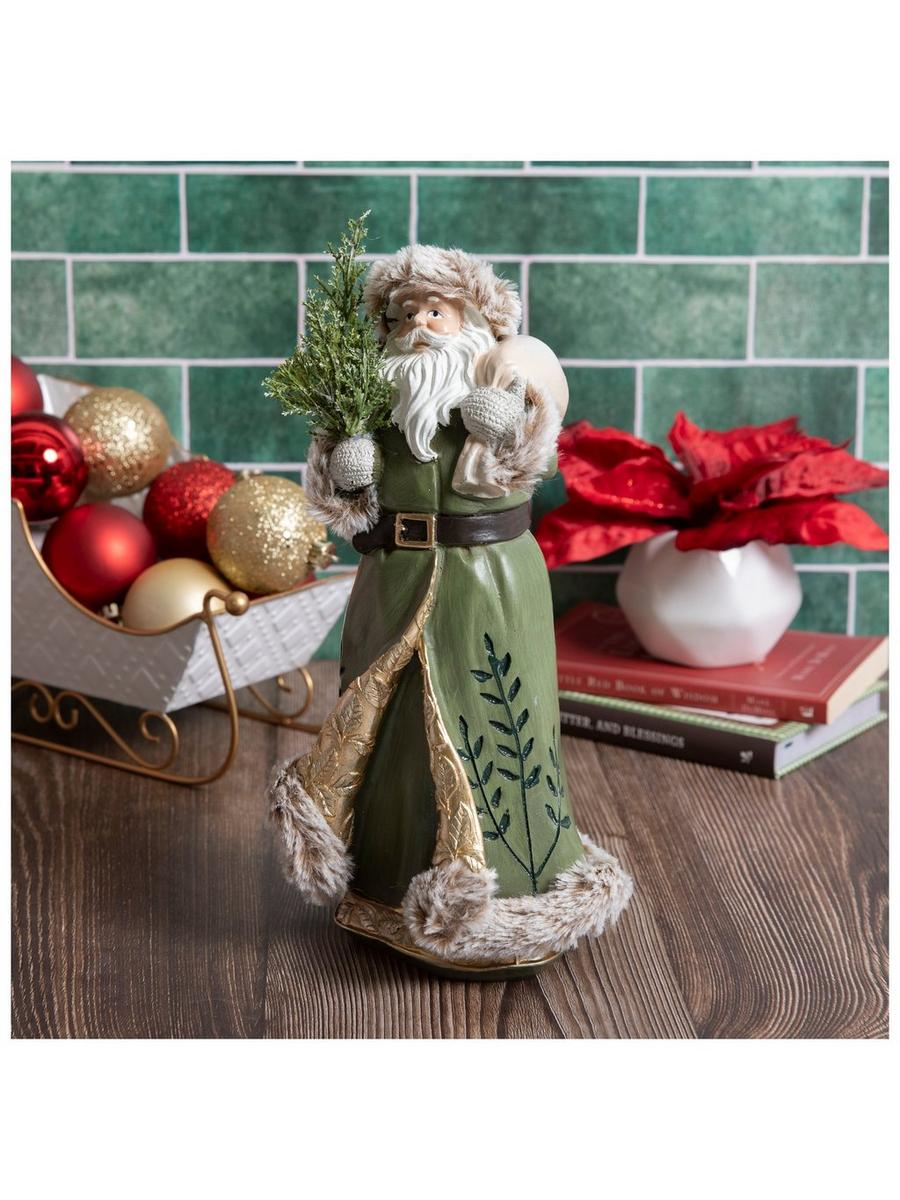 Xmasインテリアにアンティーク　天使のオブジェ　クッション Green Woodland Santa Figurine | Hobby Lobby | 6436190