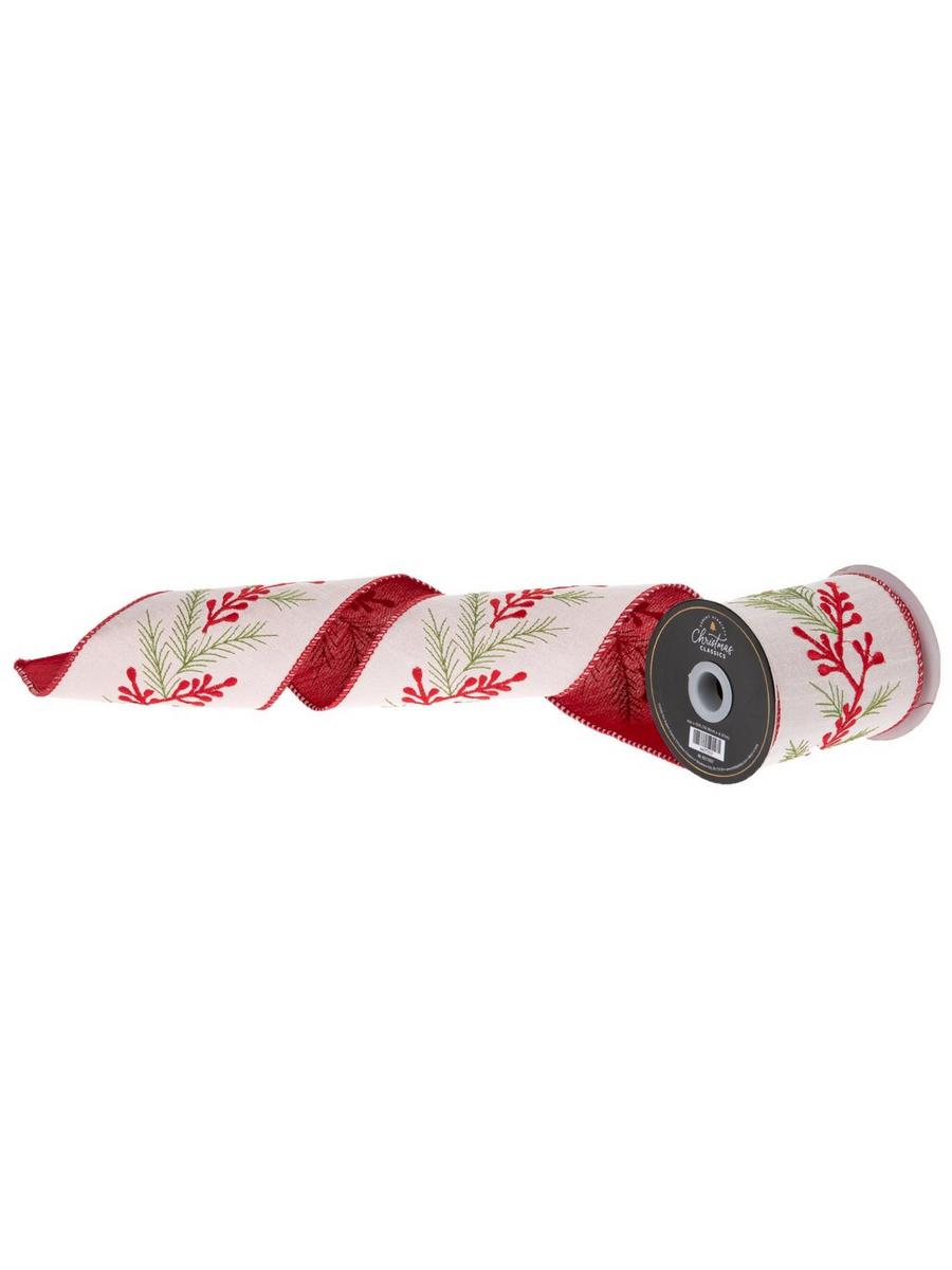 Berries & Pine Embroidered Wide Edge Ribbon - 4