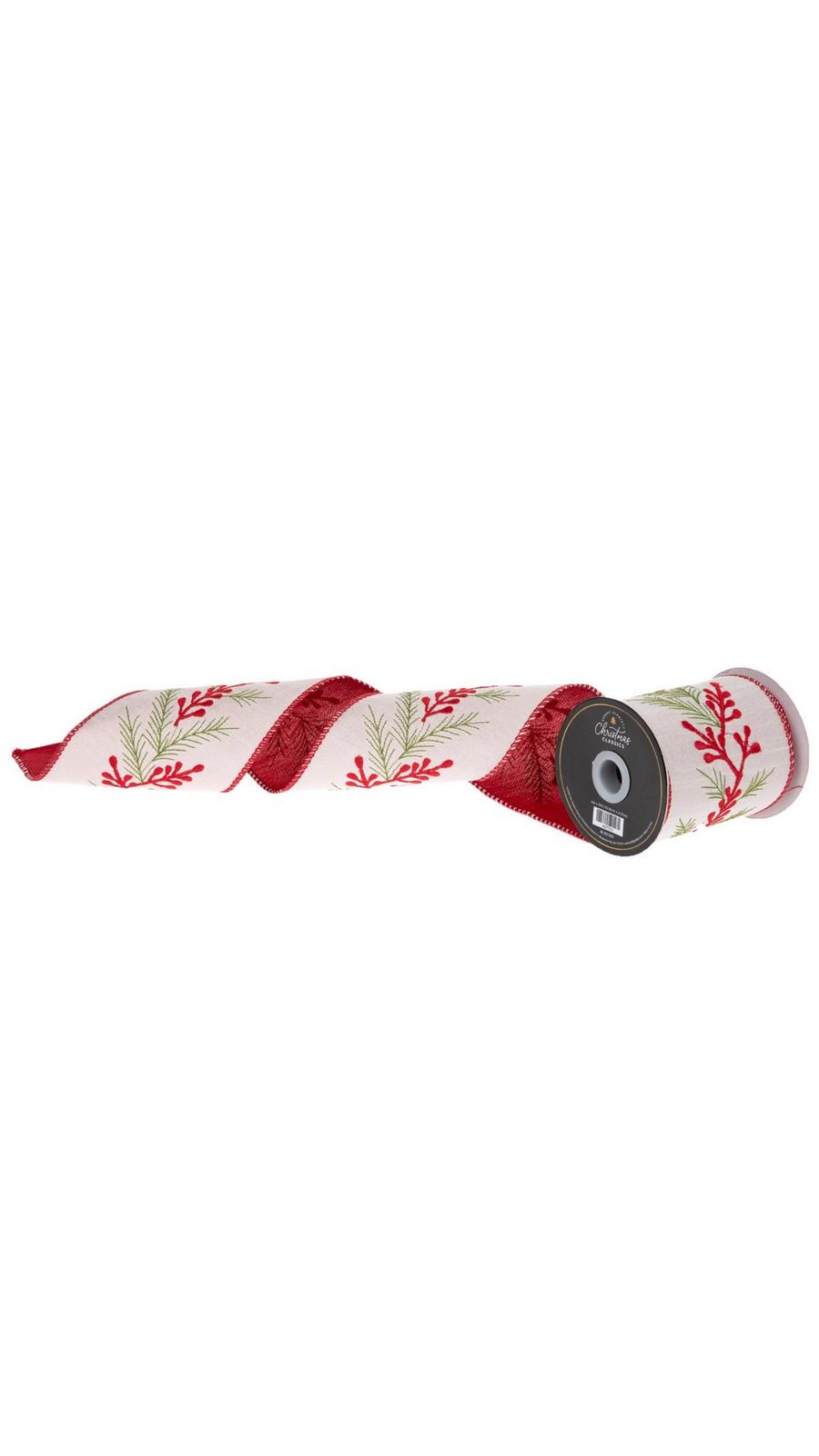 Berries & Pine Embroidered Wide Edge Ribbon - 4