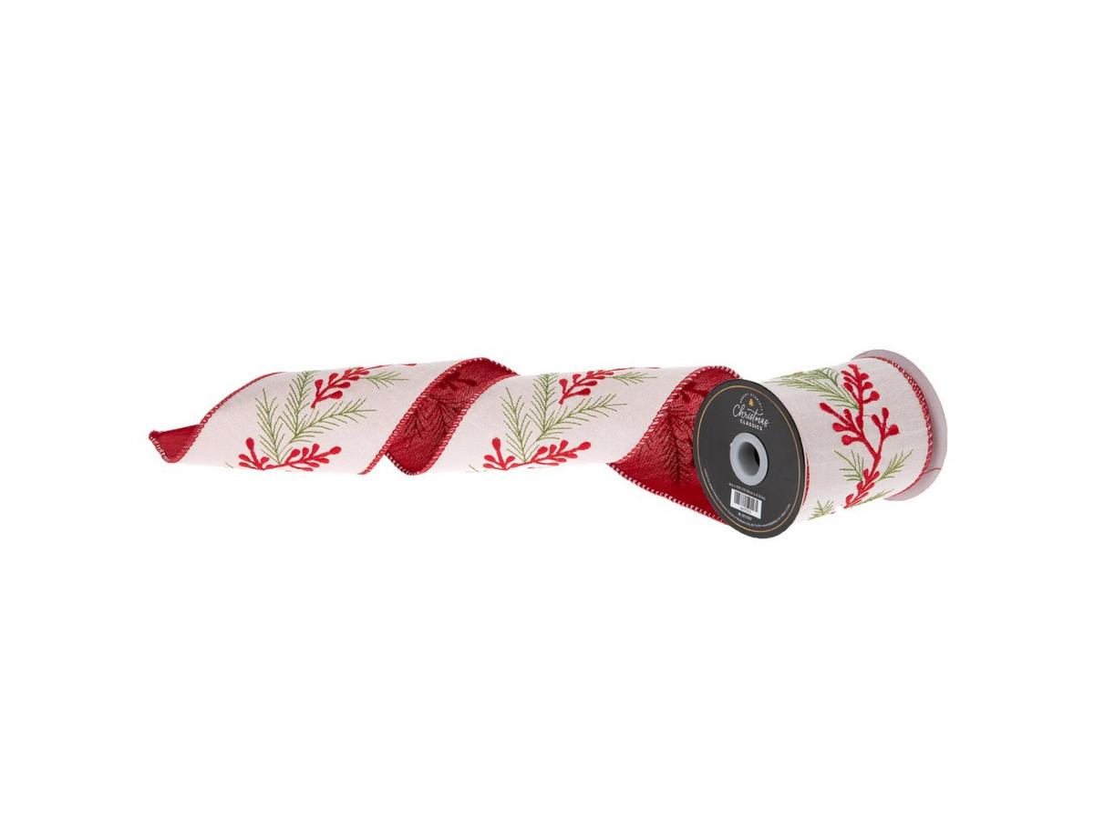 Berries & Pine Embroidered Wide Edge Ribbon - 4