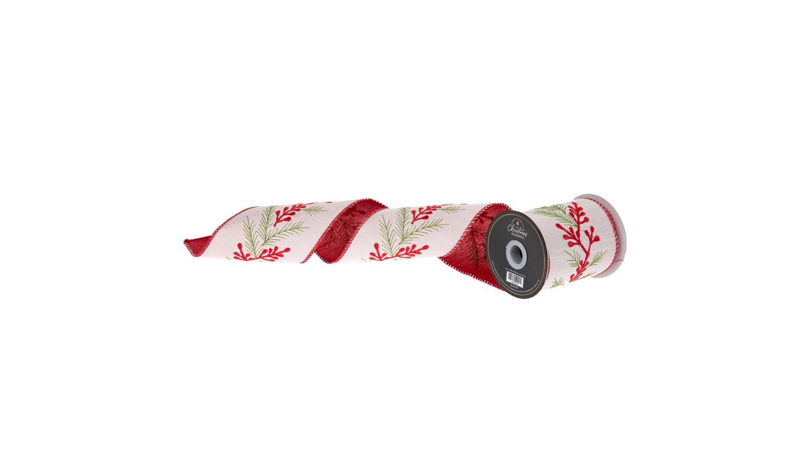 Berries & Pine Embroidered Wide Edge Ribbon - 4