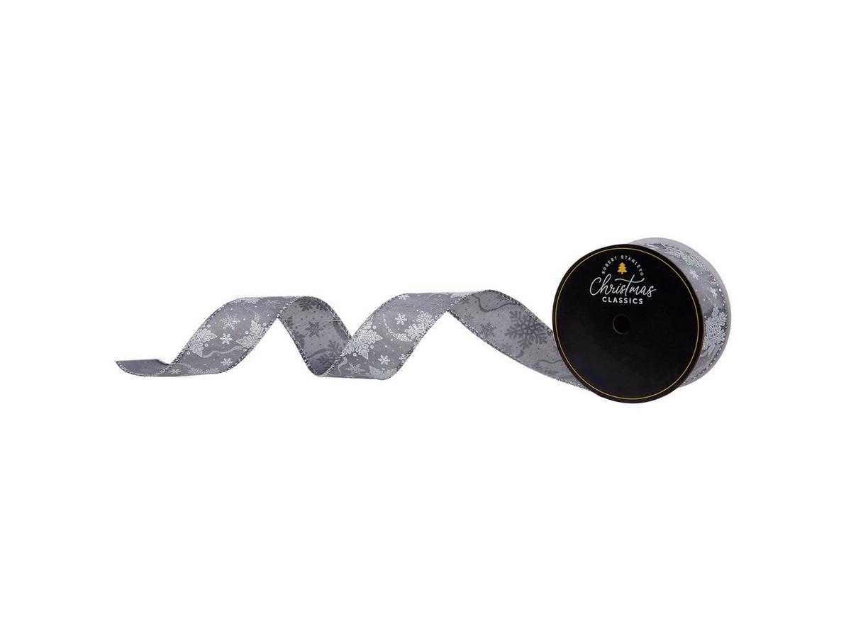 Silver Glitter Snowflakes Wired Edge Ribbon | Hobby Lobby | 6437669