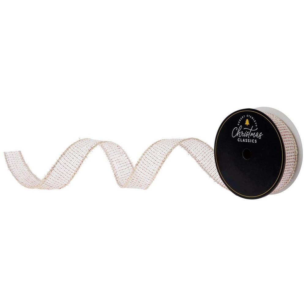 White, Red & Gold Fringe Wired Edge Ribbon | Hobby Lobby | 6438030