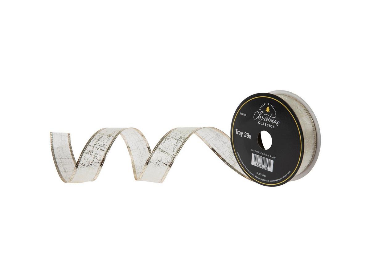 Cream & Gold Wired Edge Satin Ribbon | Hobby Lobby | 6438386