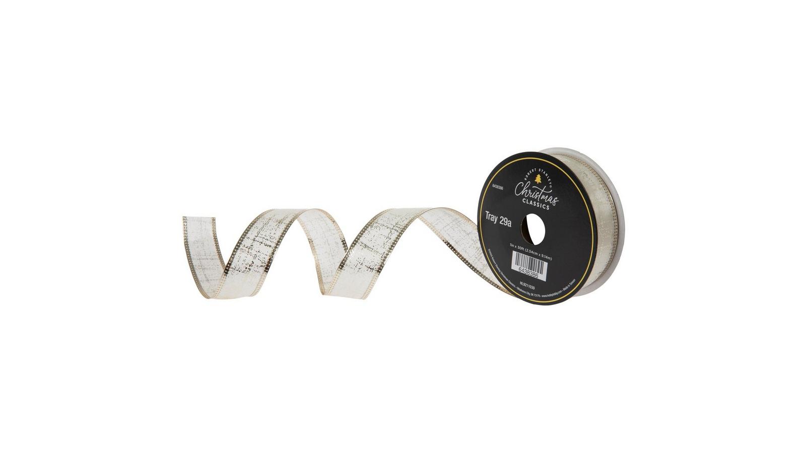 Cream & Gold Wired Edge Satin Ribbon | Hobby Lobby | 6438386