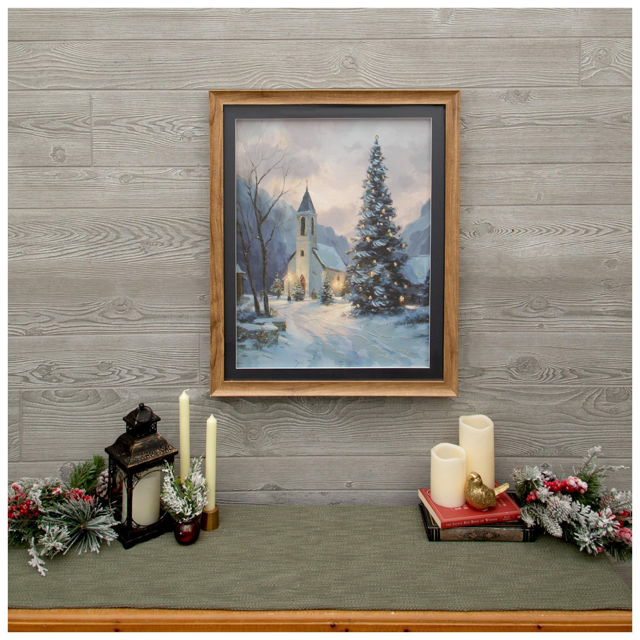 White Church In Snow Framed Wall Decor | Hobby Lobby | 6442453