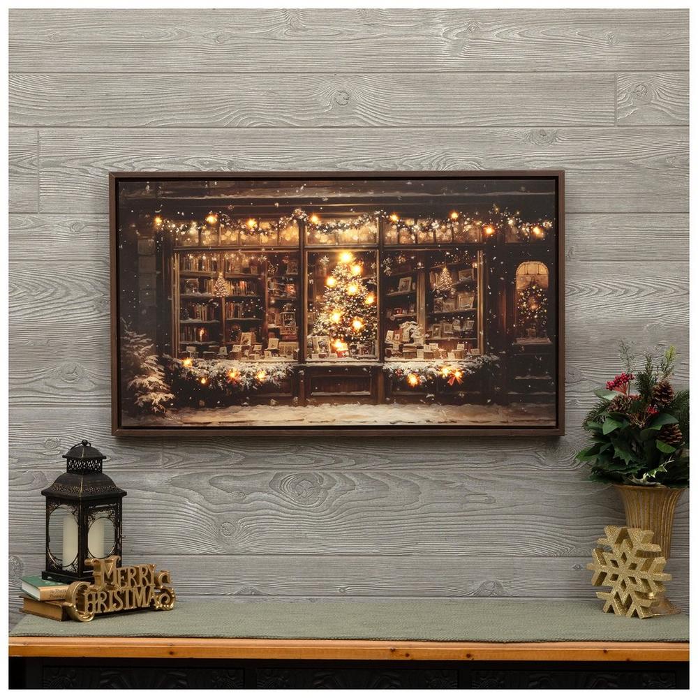Light Up Christmas Bookstore Framed Wall Decor