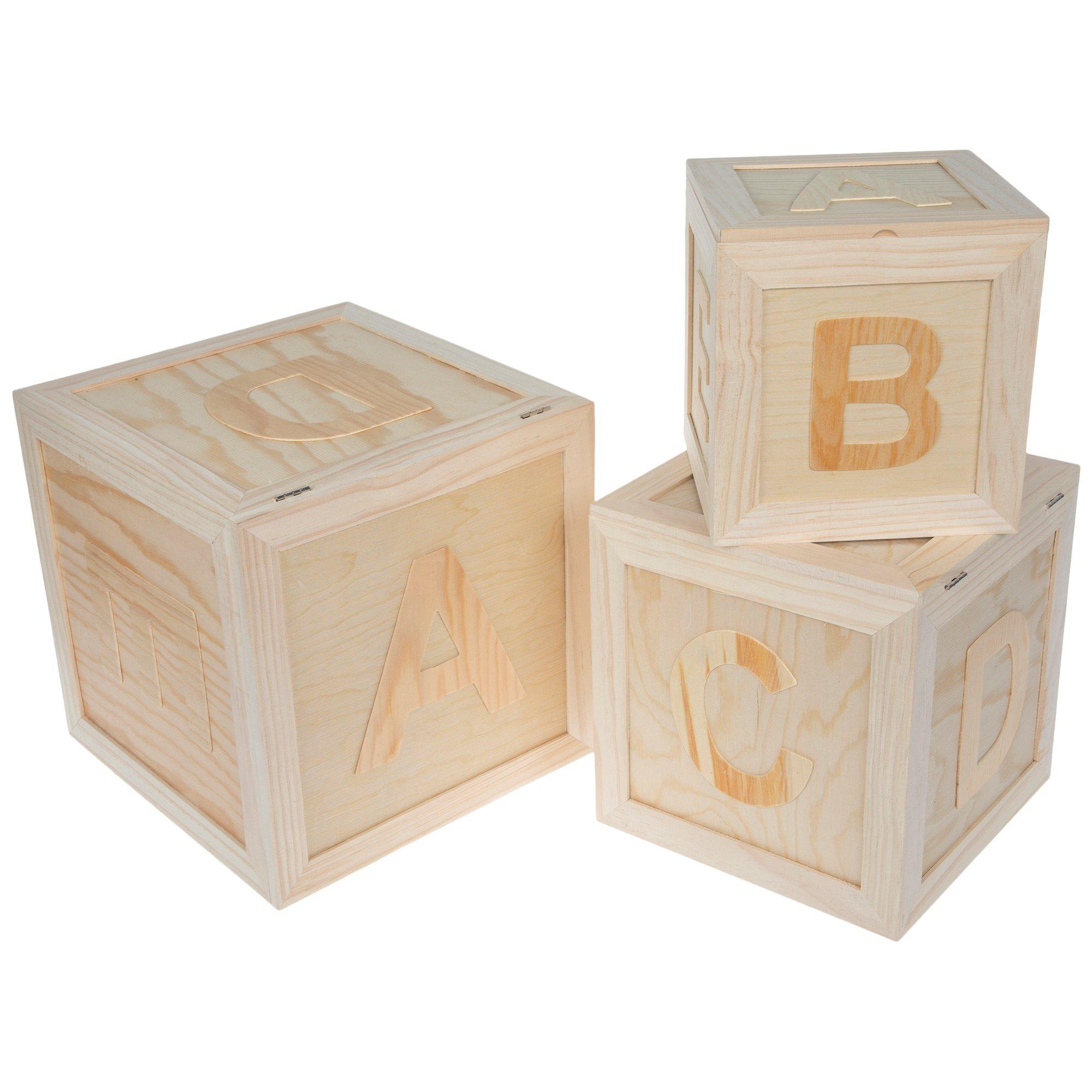 Party Prop/Decor - 6 Unfinished Solid Wood Blocks/Cubes For Baby Shower  Activity/Wedding/School Projects, 2.25
