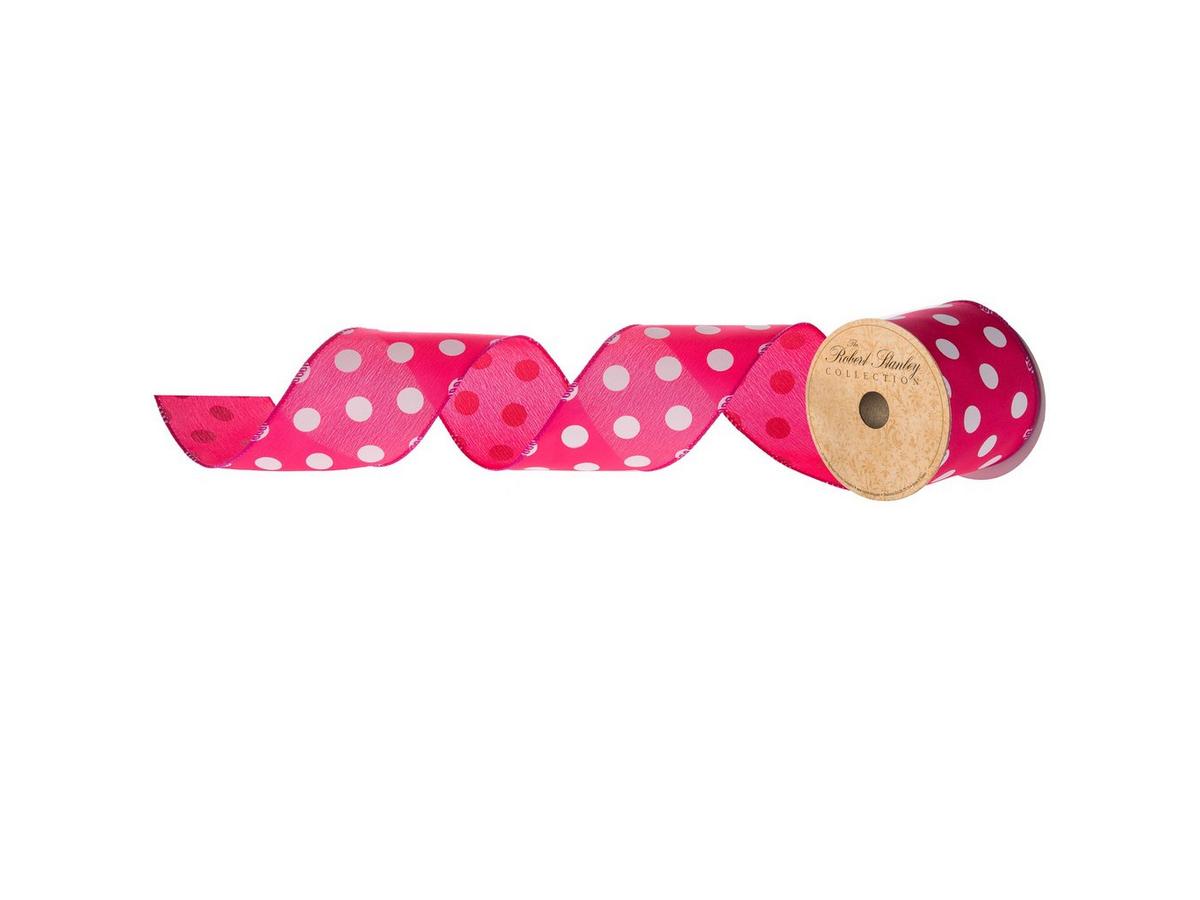 Polka Dot Satin Wired Edge Ribbon - 2 1/2