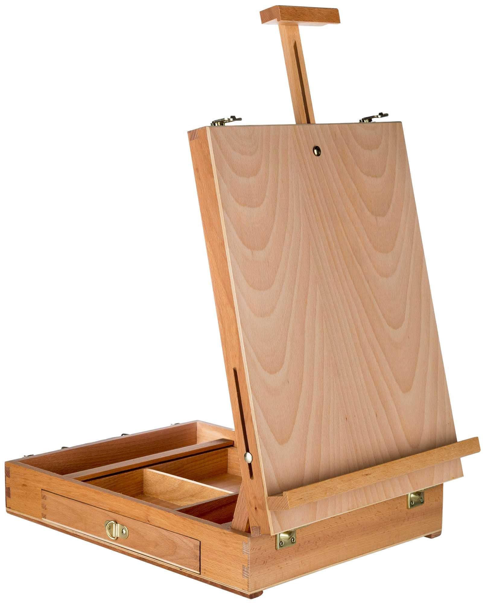 Artist French Easel Box Beechwood With Wheels & Wooden Palette Nice Gift 