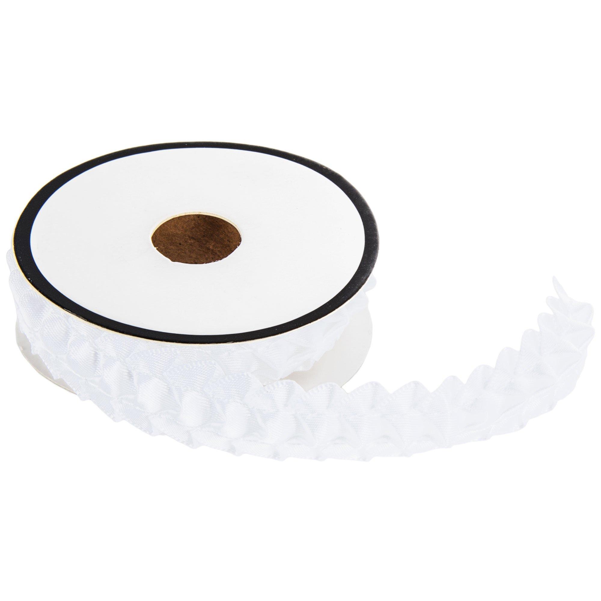 White Satin & Organza Double Box Pleat Trim