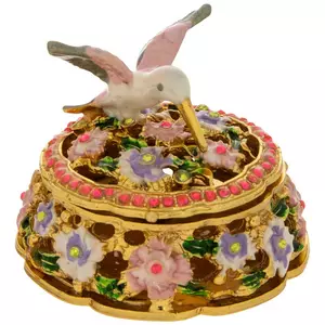 Hummingbird Floral Rhinestone Jewelry Box