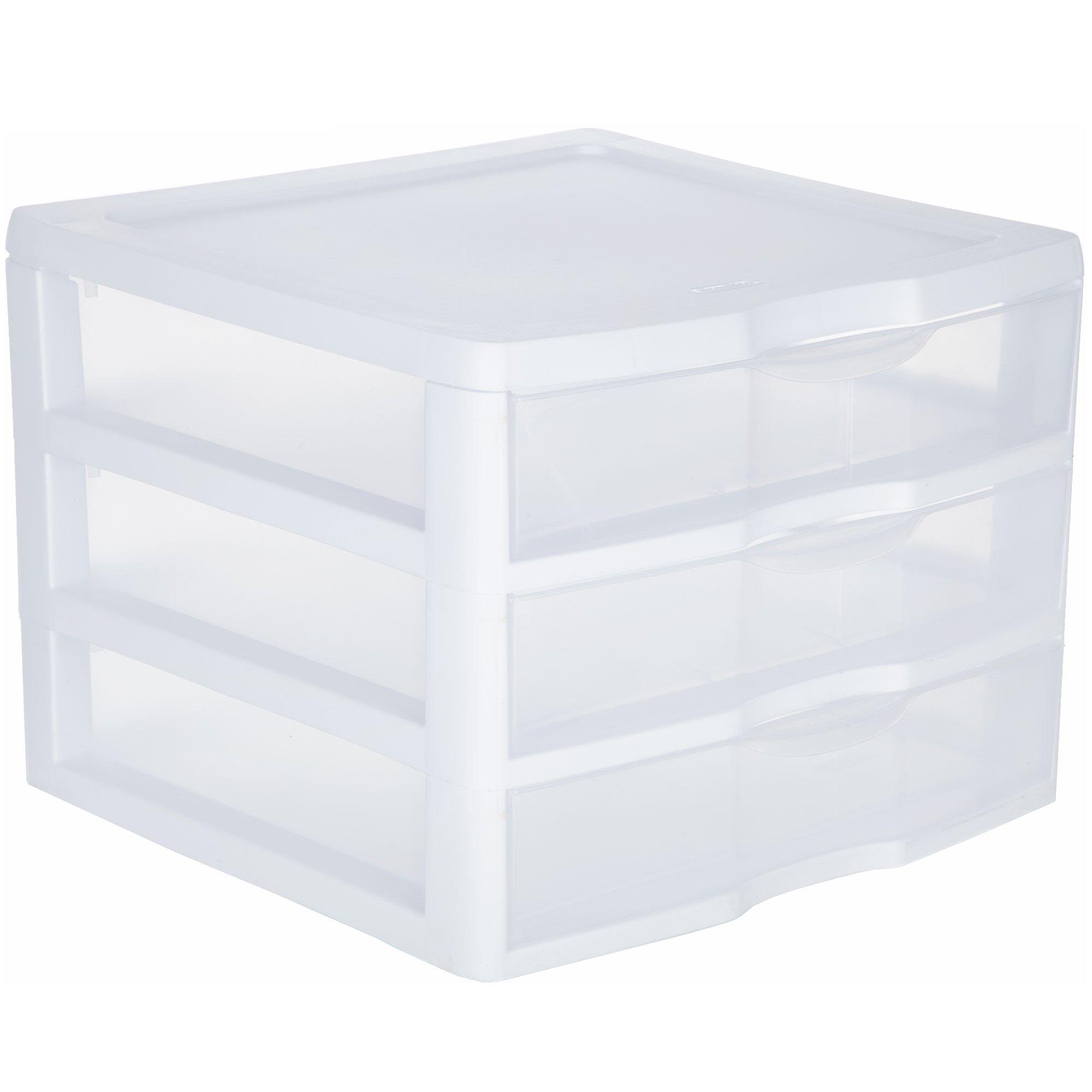 Sterilite ClearView Plastic Small 3 Drawer Desktop Storage Unit, White, 12  Pack, 1 Piece - Kroger