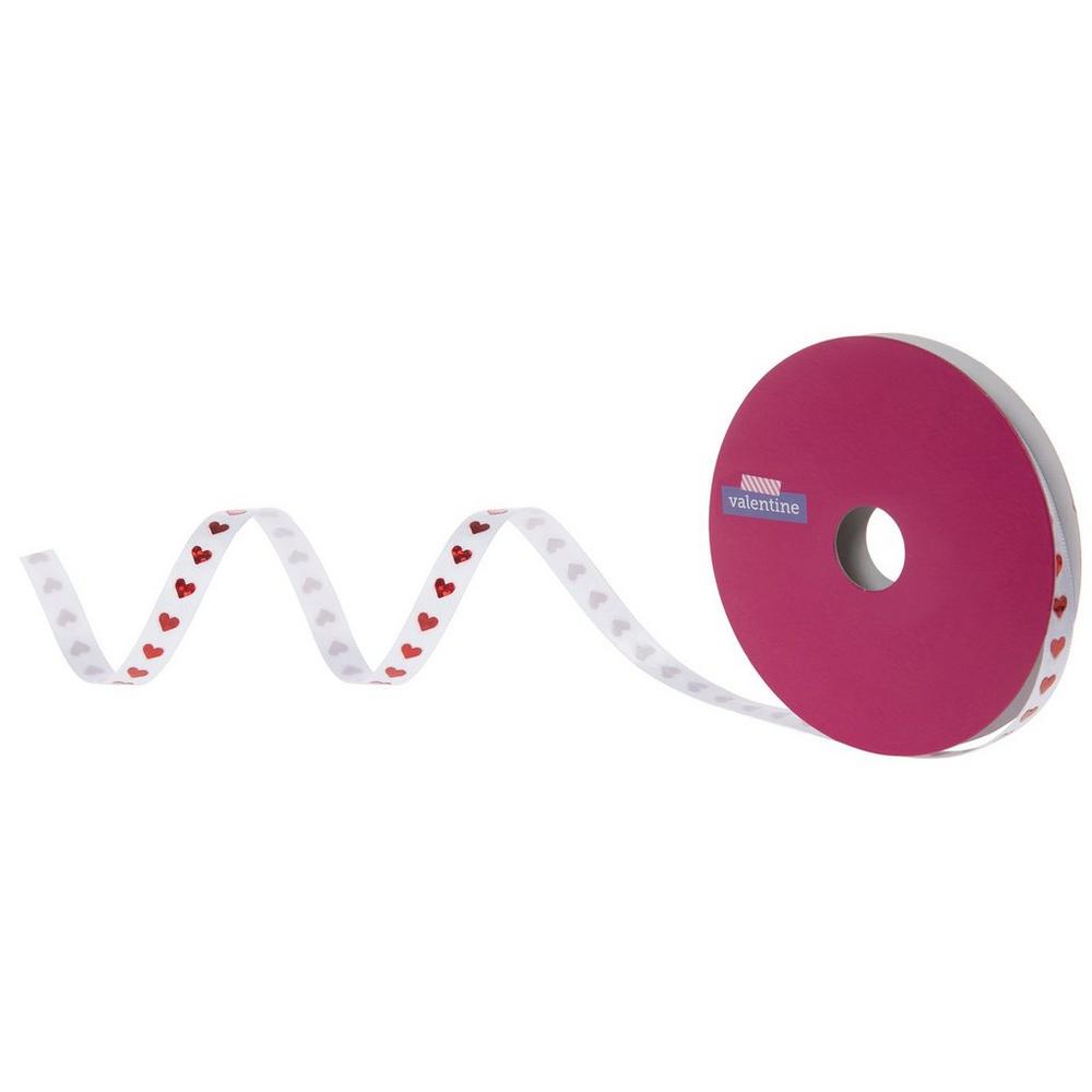 Red Hearts Satin Ribbon - 3/8