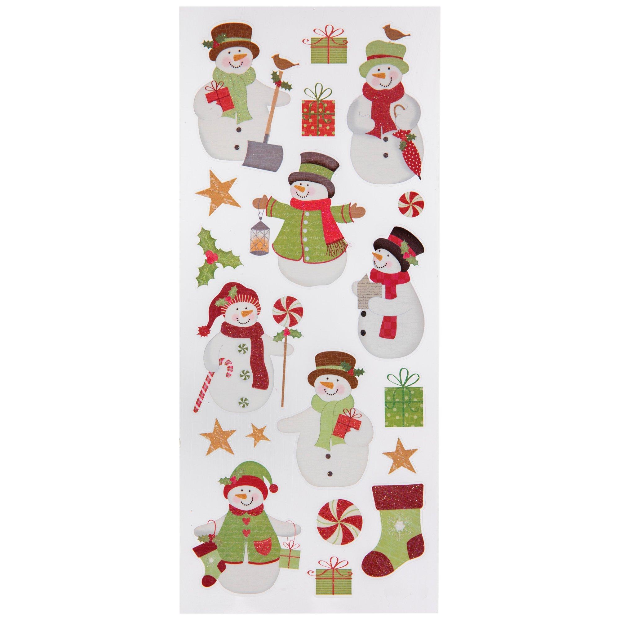 Christmas Snowman Glitter Stickers Hobby Lobby 681171