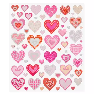 Hobby Lobby GLITTER HEART STICKERS 3 Sheets 87 Pieces NIP