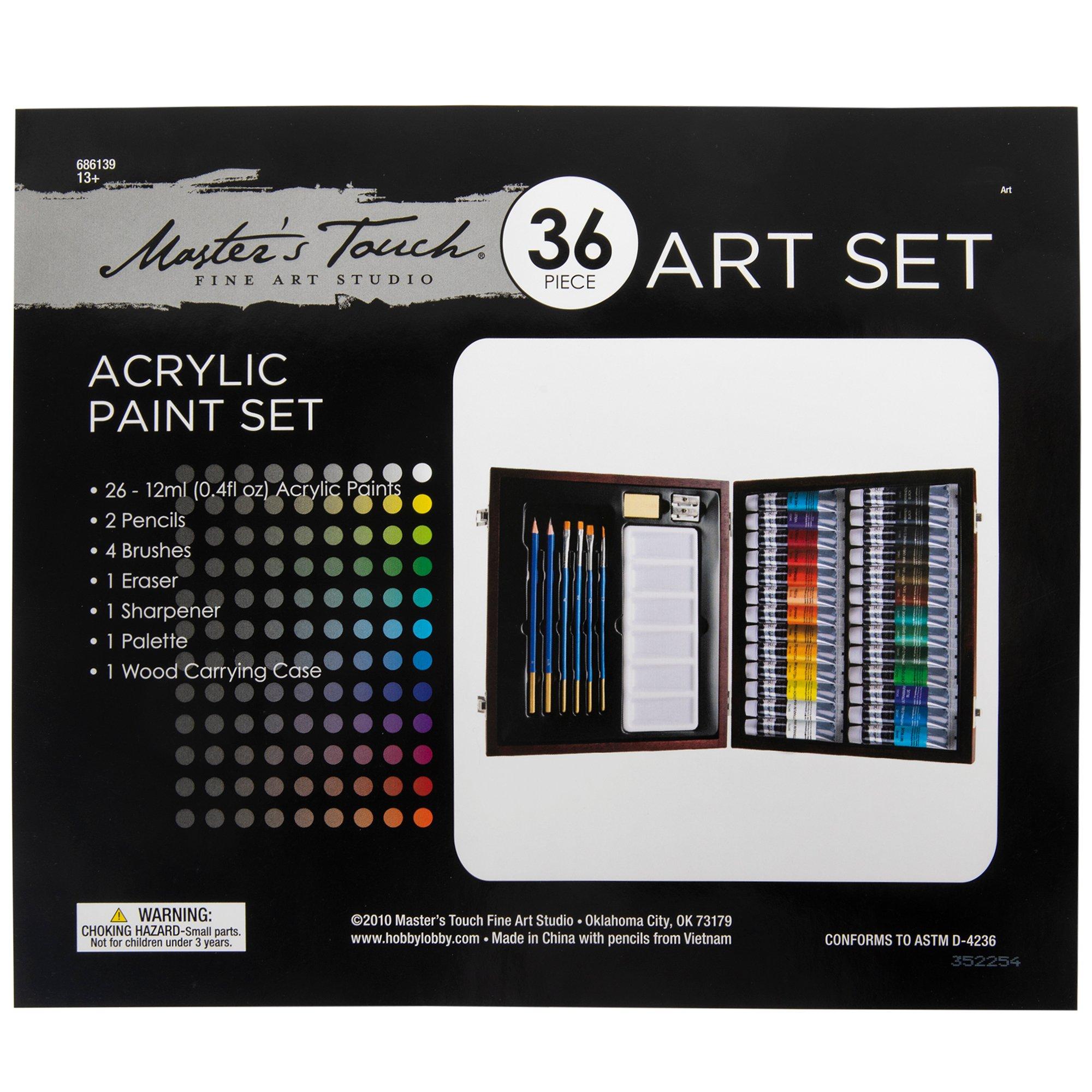 U.S. Art Supply 36 Color Deluxe Airbrush Acrylic Paint Set with Cleaner Thinner 100-Plastic Mixing Cups