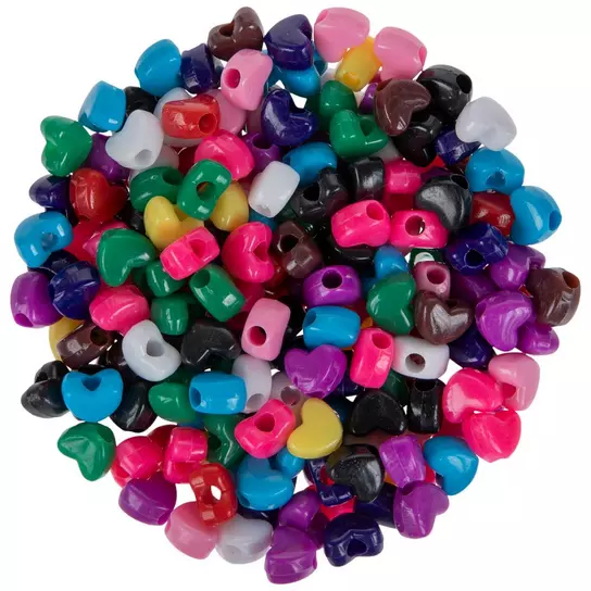 Opaque Multi Plastic Heart Pony Beads