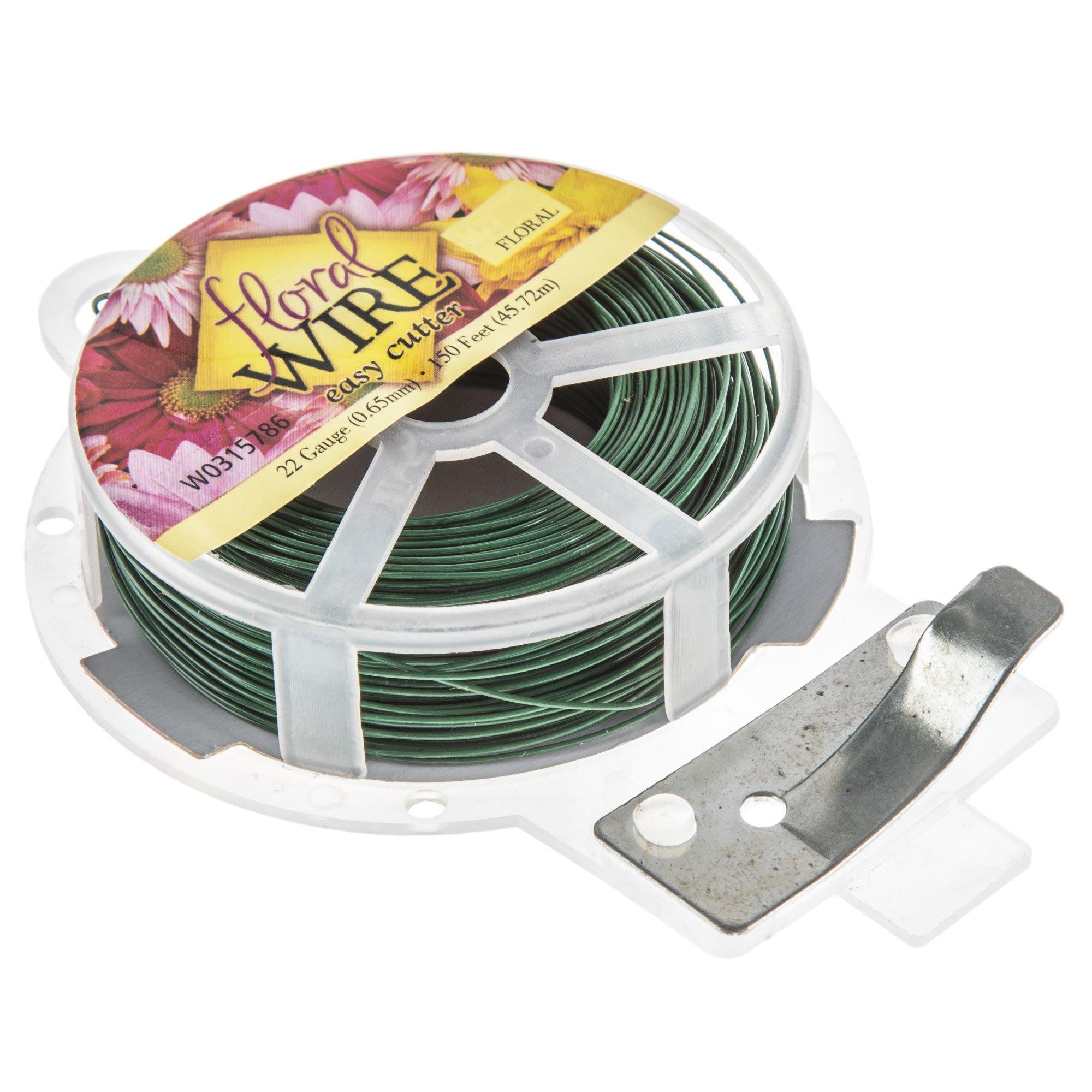 Phinus Floral Wire, 110 Yards 22 Gauge Green Florist Wire, Flexible Green Wire Paddle Wire for Crafts, Christmas Wreaths Tree, Garland and Floral
