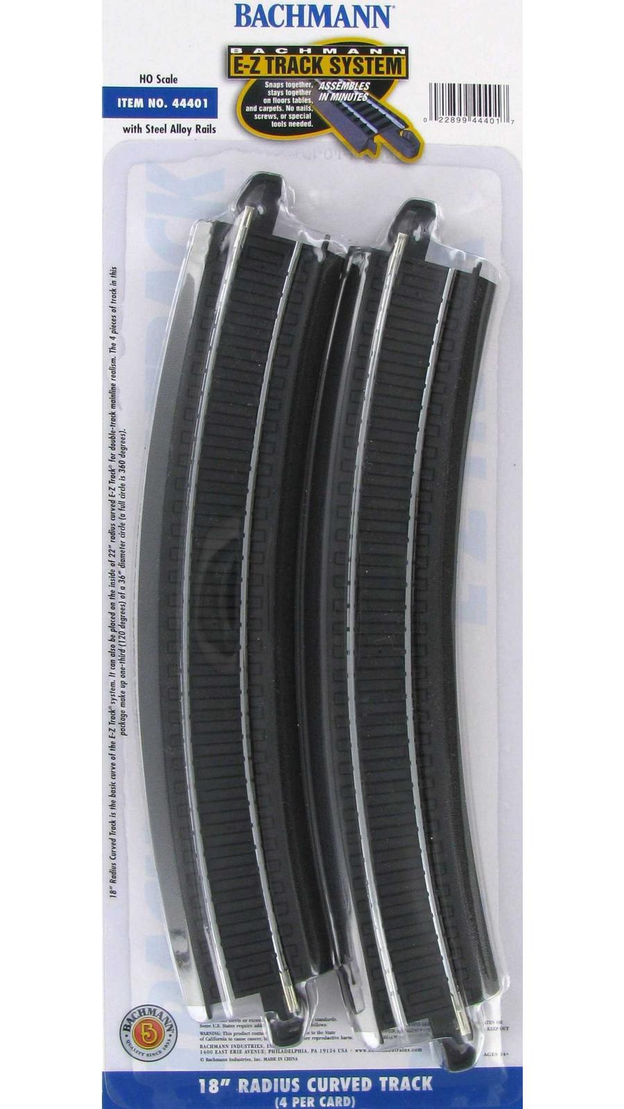 Bachmann HO Scale BAC44507 35-1/2 Radius 18-Degree EZ Track Nickel Silver Curve