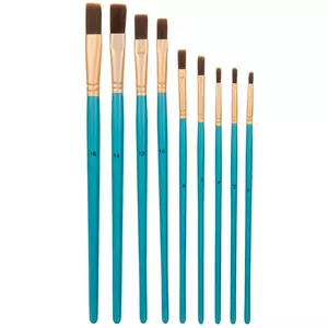 Flat Bristle Paint Brushes - 9 Piece Set