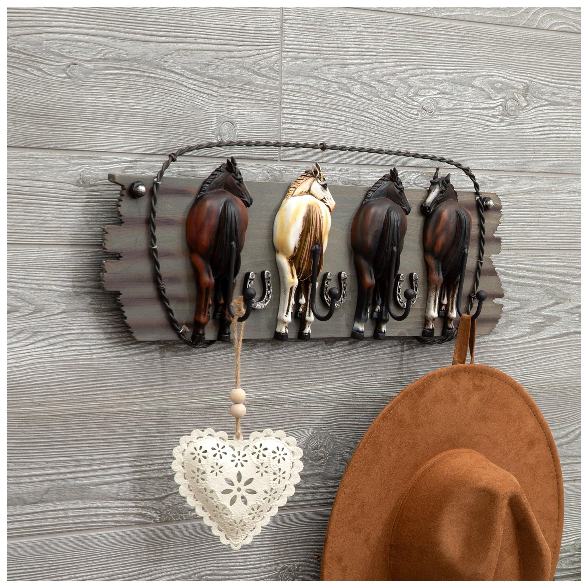 Horse Wood Wall Decor With Hooks view 1