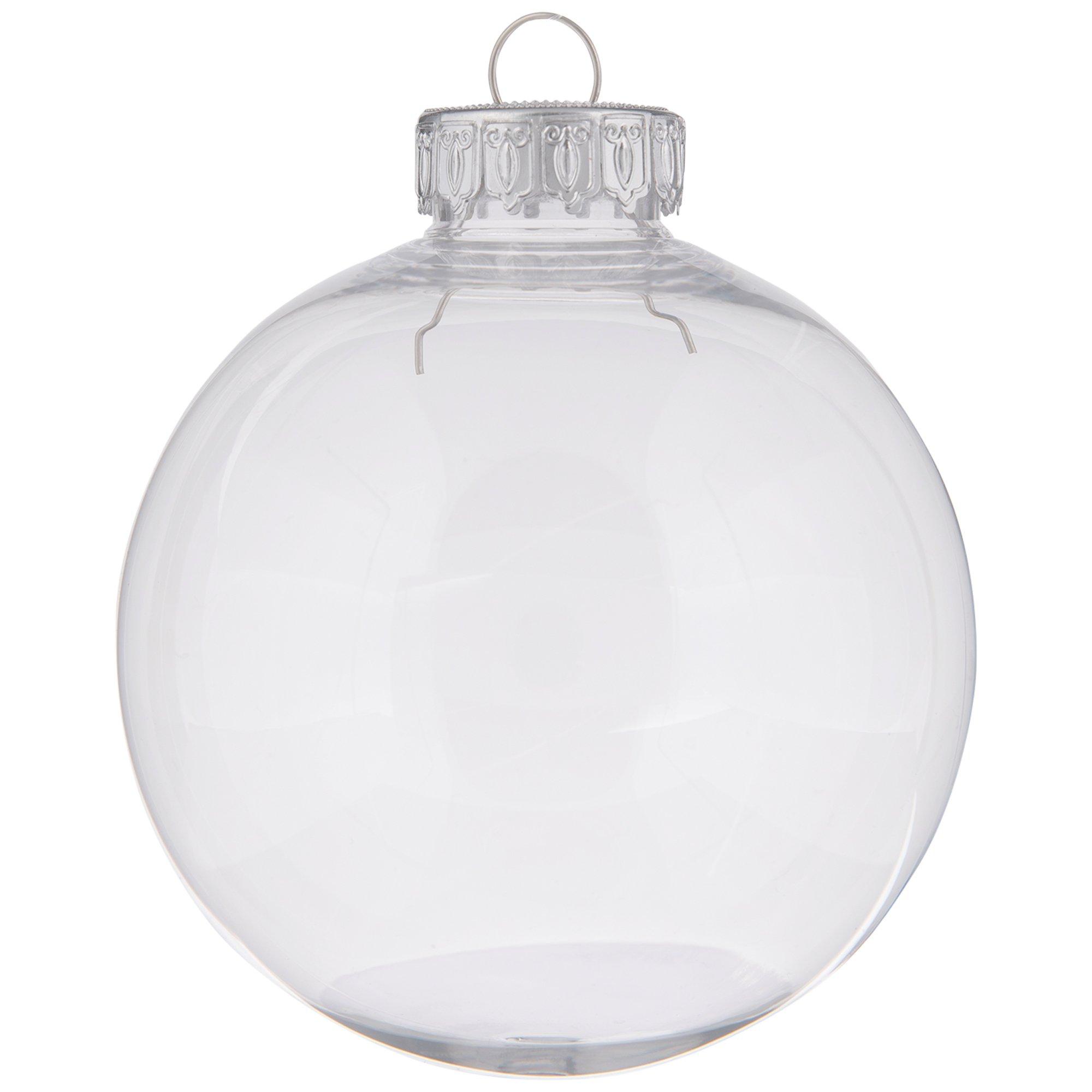 4in Clear Plastic Ornament Balls, Set of 4