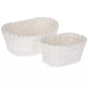 White Oval Paper Basket Set