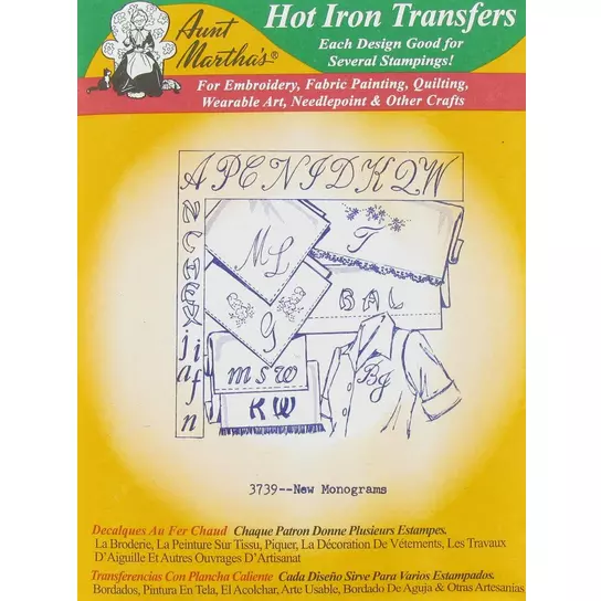 Vintage Aunt Martha's Hot Iron Transfer Pattern 3739 Monograms for  Needlework