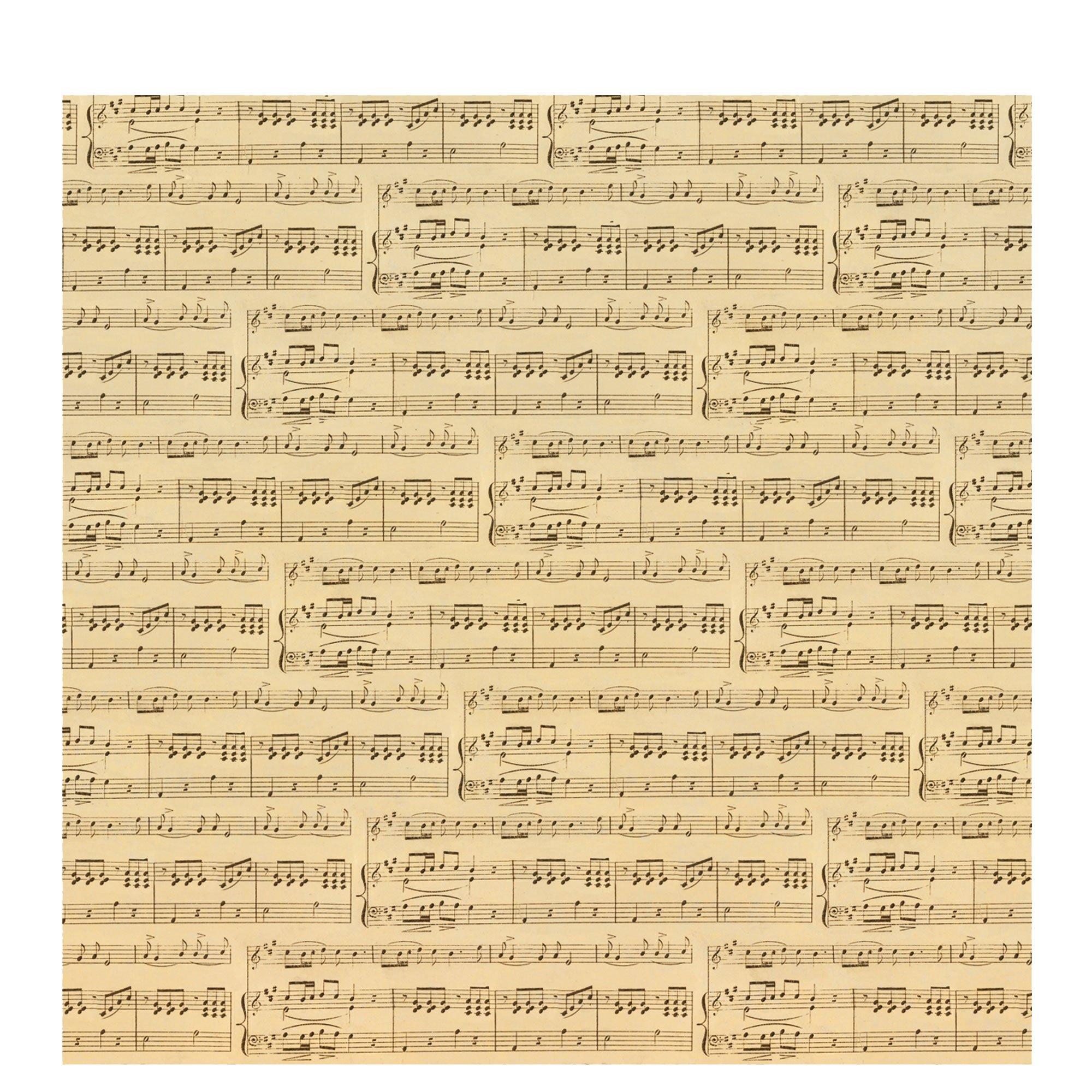 Cream Sheet Music Scrapbook Paper - 12 x 12