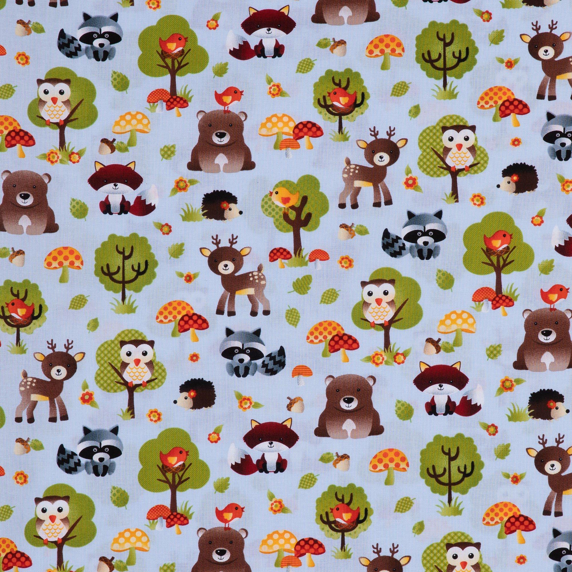 Tilda 'Woodland' 100% Cotton Fabric by 1/4 Metre* Bear/Fox/Rabbit/Stag  Peony