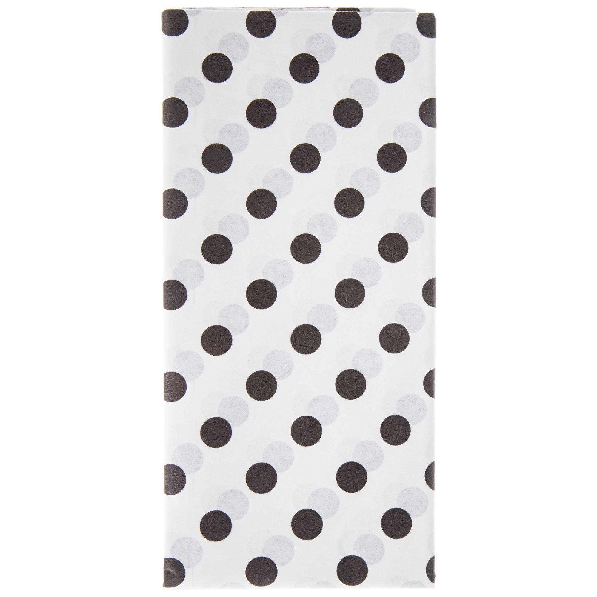 Black & White Tissue Paper ~ White Dots on Black # 208 ~ 10 Large Sheets