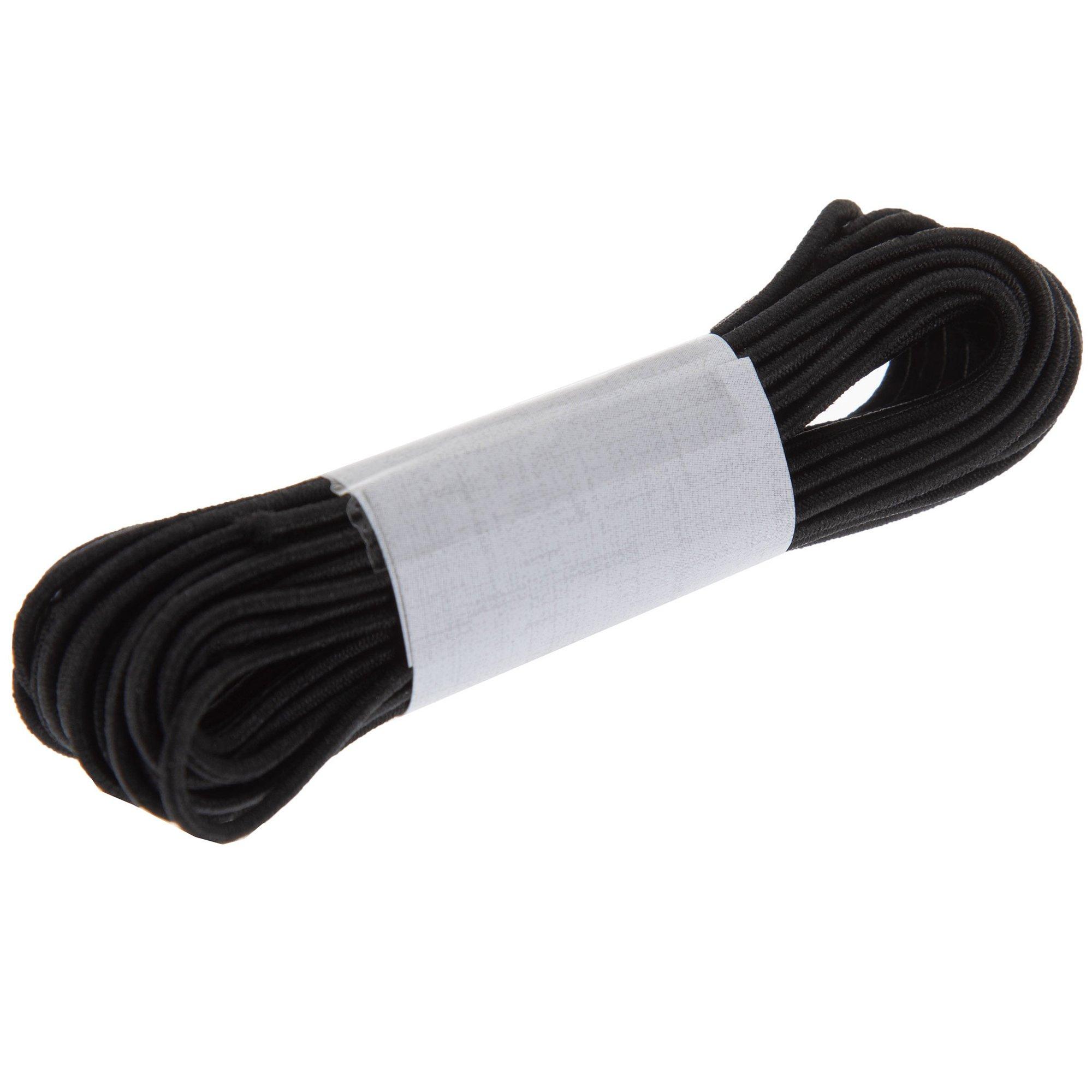 Black 3mm Round Knitted Elastic Cord | Latex Free Elastic Cord 