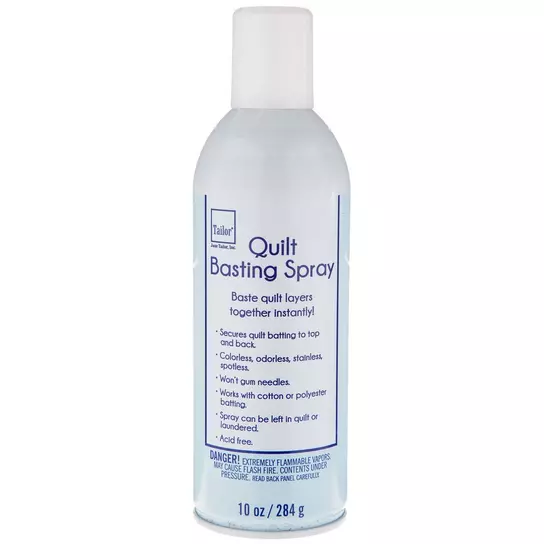 Fabric, Basting spray or glue for sewing or quilting. My