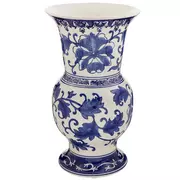 Blue & White Flared Floral Vase