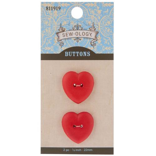 Red  Heart Buttons  22mm