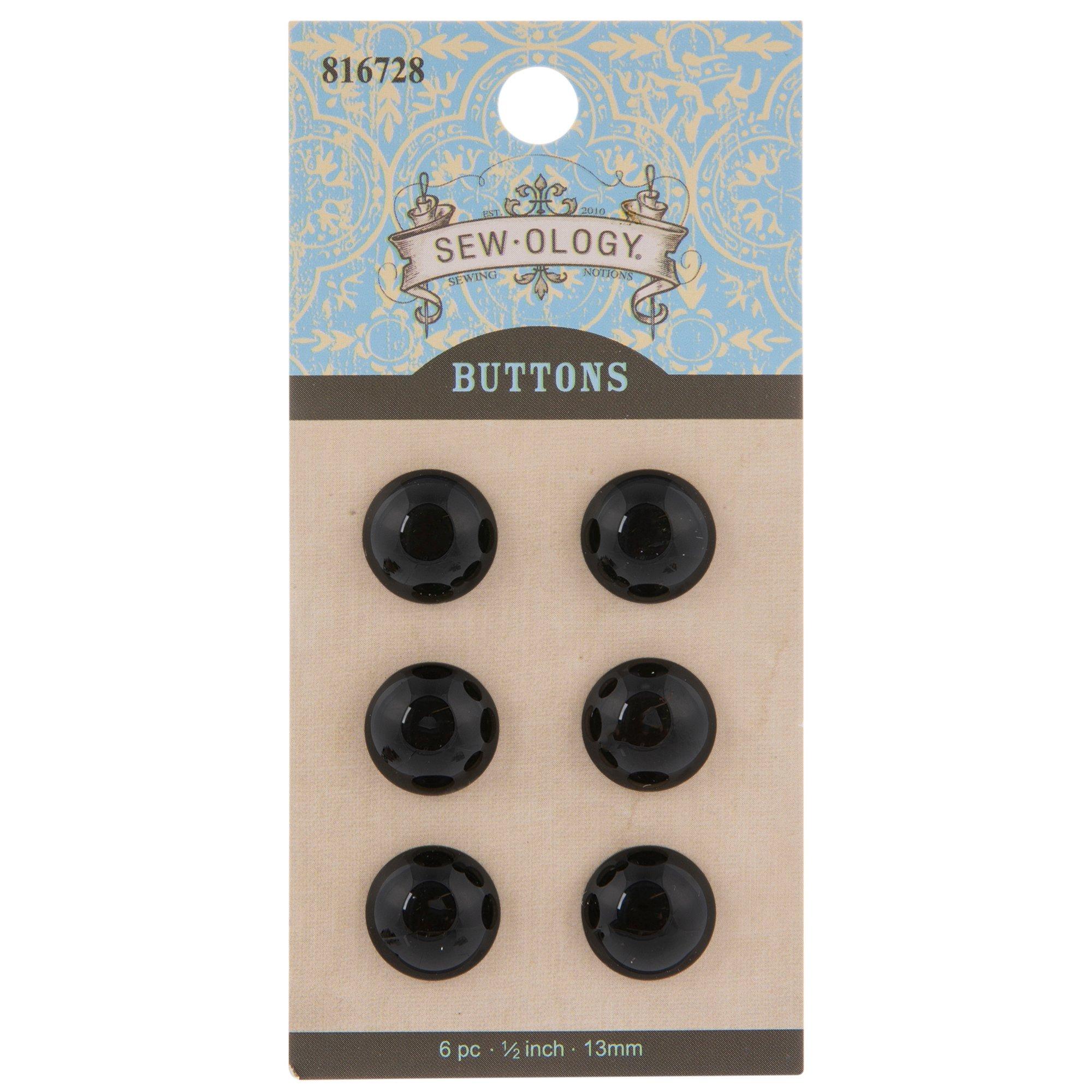 Circular Fancy Buttons with Shank Attachment, 20mm, Black & Silver Col –  Fararti