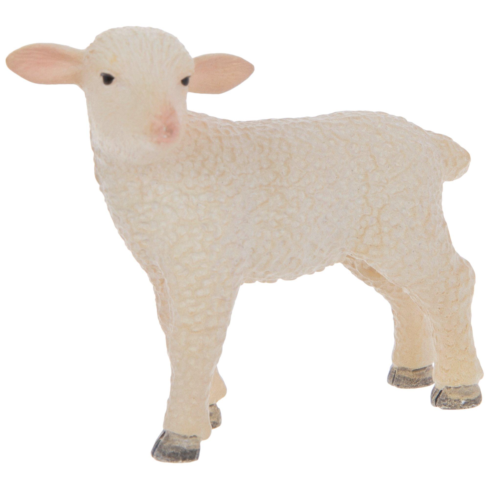 Sheep Lamb Shelf Sitter Ceramic and Real Lambs Wool 7 tall seated  whimsical