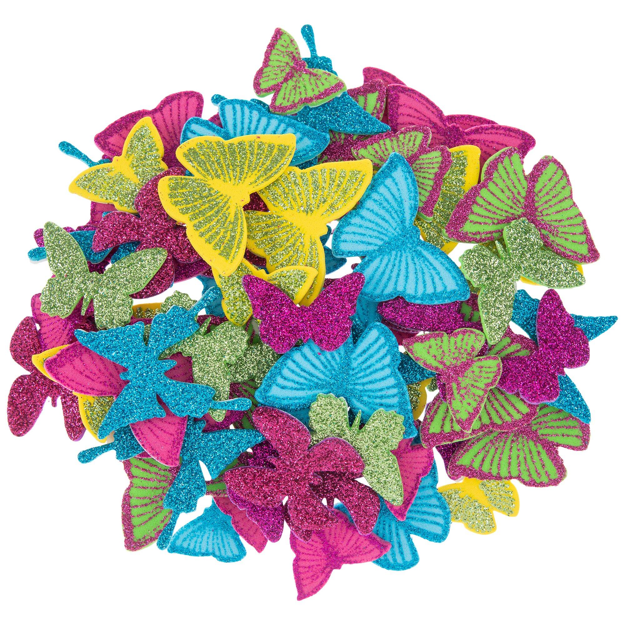 Glitter Foam Stickers Butterfly Animals Ball Flower Shapes Kids Craft DIY  Items